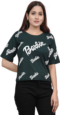 Yunic29 Casual Printed Women Dark Green Top
