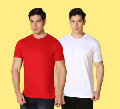 WOOSTRO Solid Men Round Neck Multicolor T-Shirt
