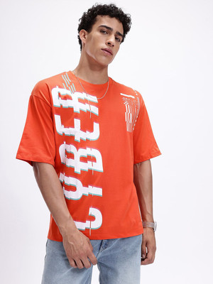 Kook N Keech Printed Men Round Neck Orange T-Shirt