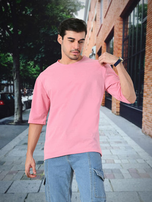 UNICUS APPAREL Self Design Men Round Neck Pink T-Shirt
