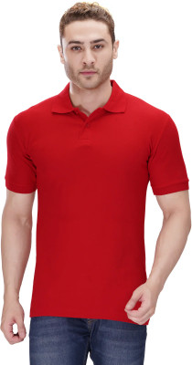 bhomik Solid Men Polo Neck Red T-Shirt