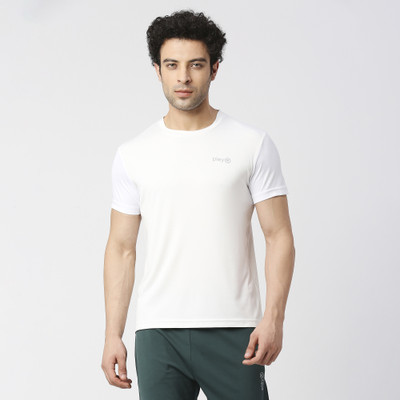 playR Solid Men Round Neck White T-Shirt