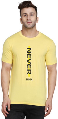 SLOWLORIS Typography Men Round Neck Yellow T-Shirt