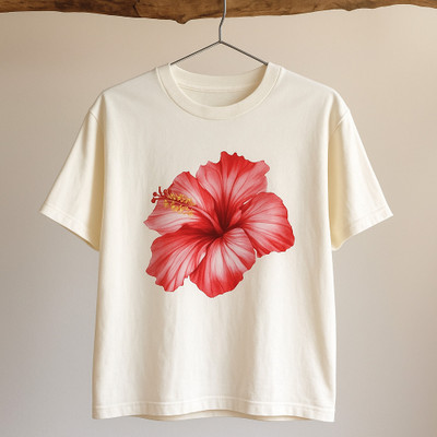 TRENDY TEES Solid, Floral Print, Self Design, Washed Women Round Neck White T-Shirt