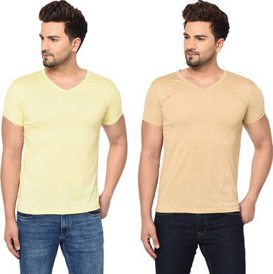 Adorbs Trend Solid Men V Neck Multicolor T-Shirt
