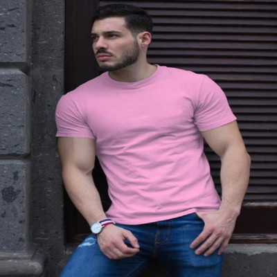 SAHAL Printed Men Round Neck Pink T-Shirt