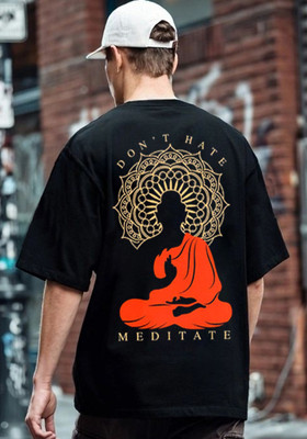 SR Fashion Graphic Print Men Round Neck Black T-Shirt