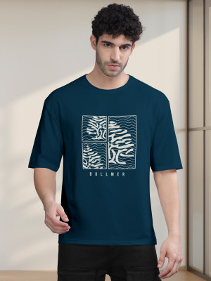 Bullmer Printed Men Round Neck Dark Blue T-Shirt