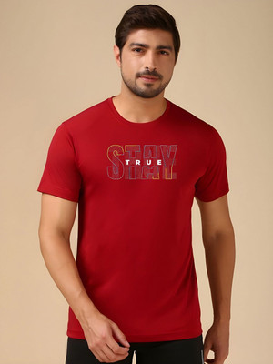 SZN Graphic Print Men Round Neck Maroon T-Shirt