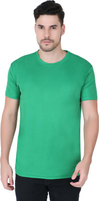 Newsingh Solid Men Round Neck Green T-Shirt