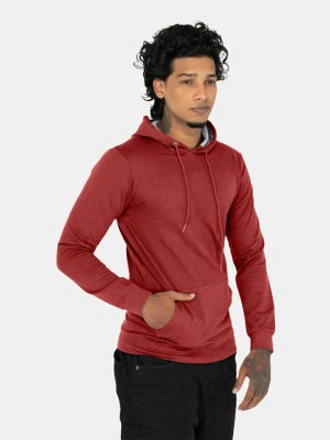 radprix Solid Men Hooded Neck Maroon T-Shirt