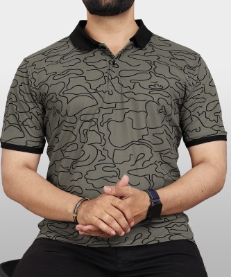 VeBNoR Printed Men Polo Neck Black, Green T-Shirt