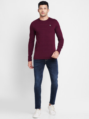 BEING HUMAN Solid Men Crew Neck Red T-Shirt