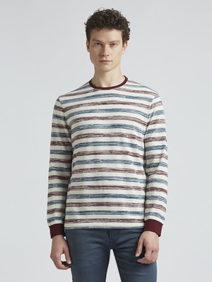 Pepe Jeans Striped Men Crew Neck Red T-Shirt