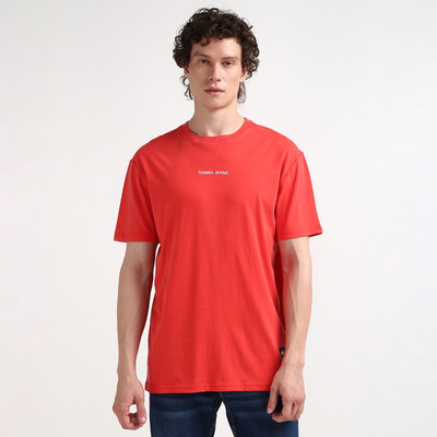 TOMMY HILFIGER Solid Men Round Neck Red T-Shirt