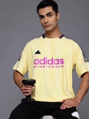 ADIDAS Solid Men Crew Neck Yellow T-Shirt