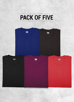 TT Solid Men Round Neck Multicolor T-Shirt
