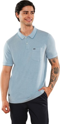 Klub Fox Solid Men Polo Neck Blue T-Shirt