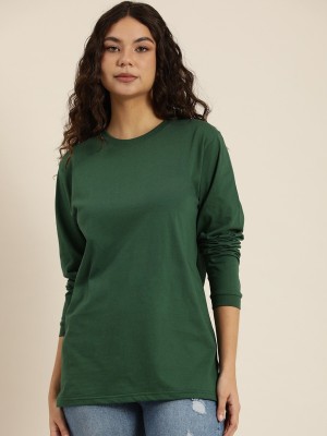 PP Vastram Solid Women Round Neck Green T-Shirt