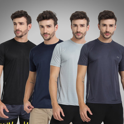 FTX Solid Men Round Neck Multicolor T-Shirt