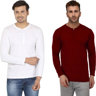 Moordale Solid Men Henley Neck Multicolor T-Shirt