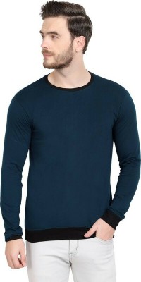 Jmenterprises Solid Men Round Neck Blue T-Shirt