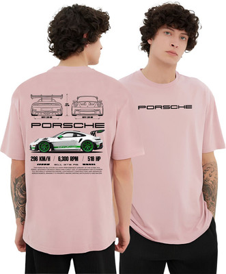 KART BLACK Self Design Men Round Neck Pink T-Shirt