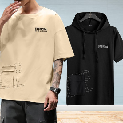 Jump Cuts Printed Men Round Neck Reversible Multicolor T-Shirt