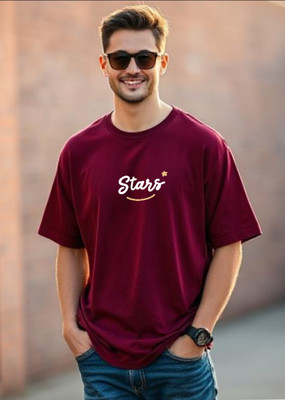 UrGear Printed Men Round Neck Maroon T-Shirt