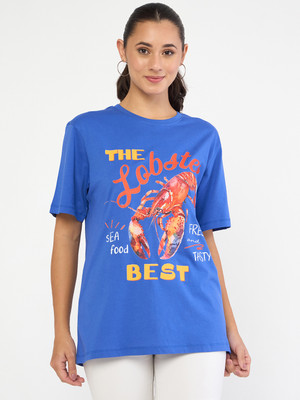 WEAR YOUR MIND Graphic Print Women Round Neck Blue T-Shirt