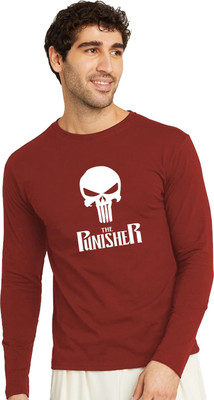RULEDBYSUN Printed Men Round Neck Maroon T-Shirt