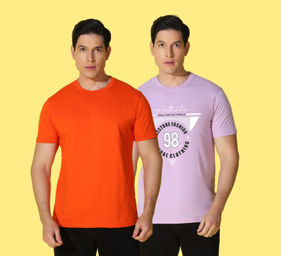 WOOSTRO Printed Men Round Neck Multicolor T-Shirt
