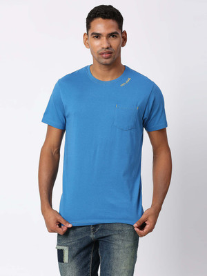 Pepe Jeans Graphic Print Men Crew Neck Blue T-Shirt