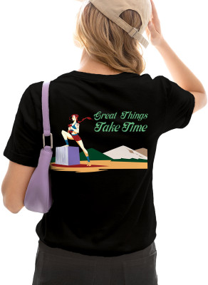 Fighterhero Printed Women Round Neck Black T-Shirt