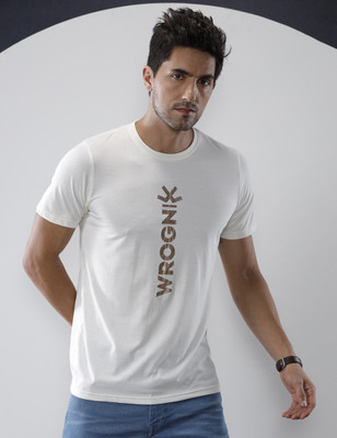 WROGN Printed Men Round Neck White T-Shirt