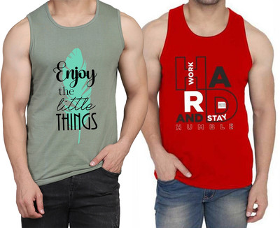 WOOSTRO Printed Men Scoop Neck Light Green, Red T-Shirt