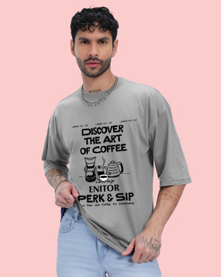 ENITOR Graphic Print Men Round Neck Grey T-Shirt