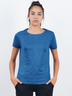 HouseOfCommon Typography Women Round Neck Blue T-Shirt