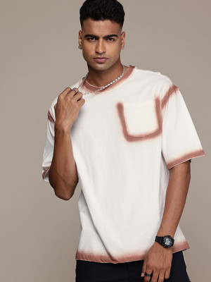 Roadster Diamante Print Men Round Neck White T-Shirt