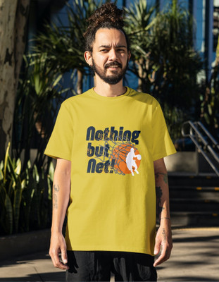 SHADYWEAR Printed, Typography Men Round Neck Yellow T-Shirt