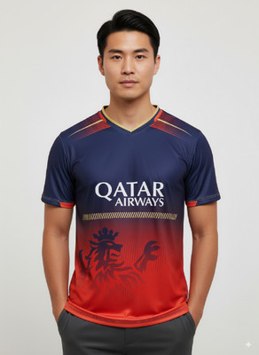 Thiva Printed Men V Neck Red T-Shirt