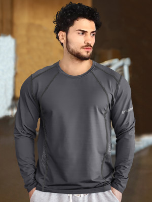 EyeBogler Solid Men Round Neck White, Grey T-Shirt