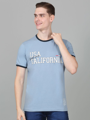 CANTABIL Printed Men Round Neck Light Blue T-Shirt