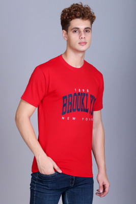 Zeffit Printed Men Round Neck Red T-Shirt