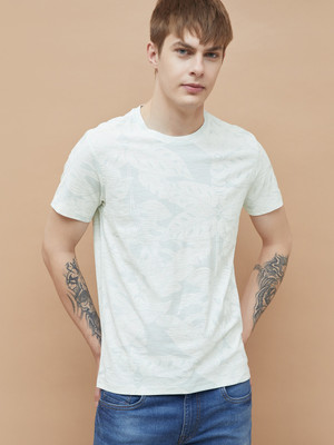 Forca by Lifestyle Printed Men Round Neck Blue T-Shirt