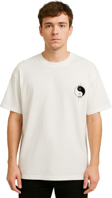 Buddy Collection Printed Men Round Neck White T-Shirt