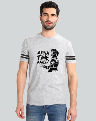 Trends Tower Printed, Typography Men Round Neck Grey T-Shirt