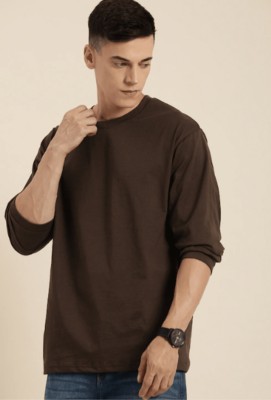 PP PRODUCTIONS Solid Men Round Neck Brown T-Shirt