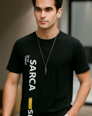 Autna Printed Men Round Neck Black T-Shirt