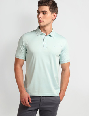 ARROW Solid Men Polo Neck Blue T-Shirt